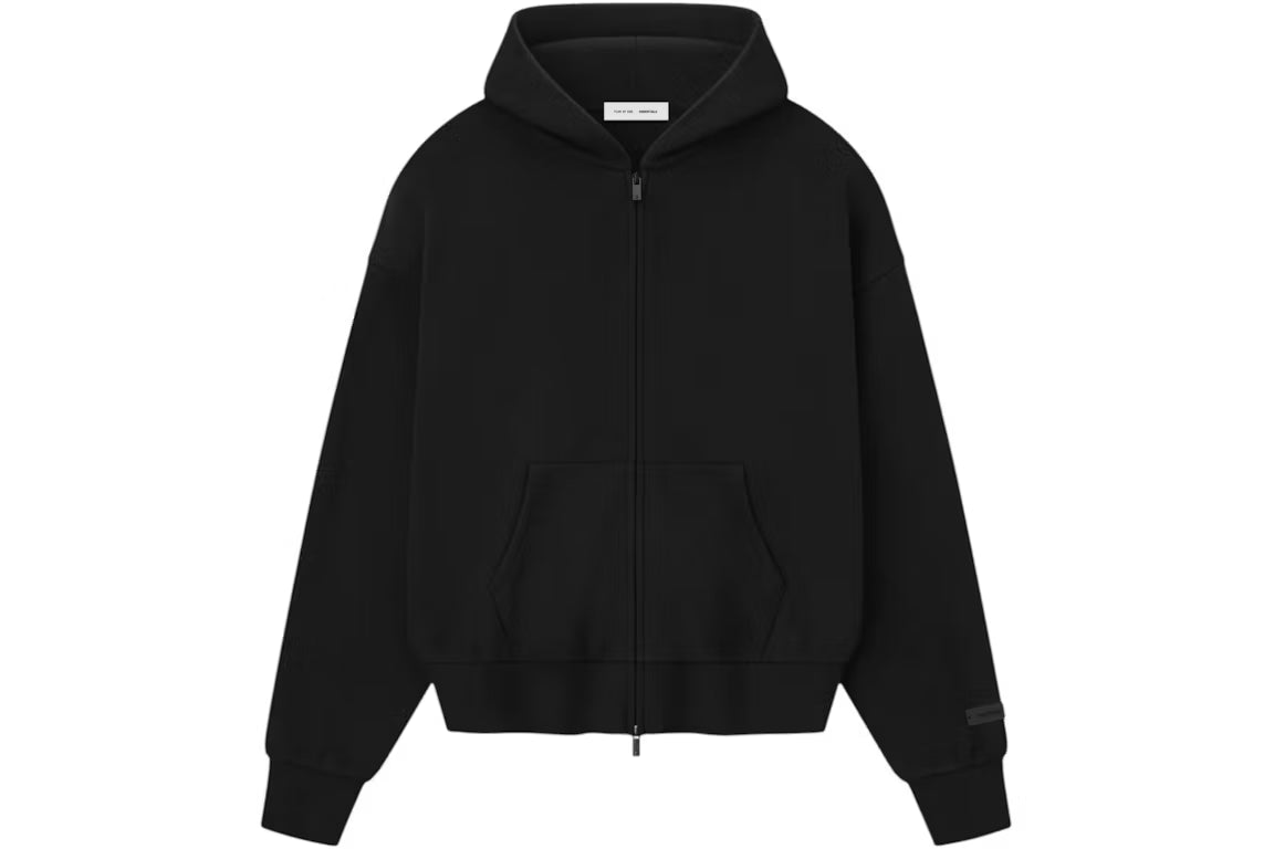 Fear of God Essentials Classic Fleece Zip-Up Hoodie Jet Black